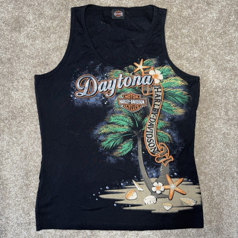 Harley-Davidson Black Daytona Palm Tank Size Small